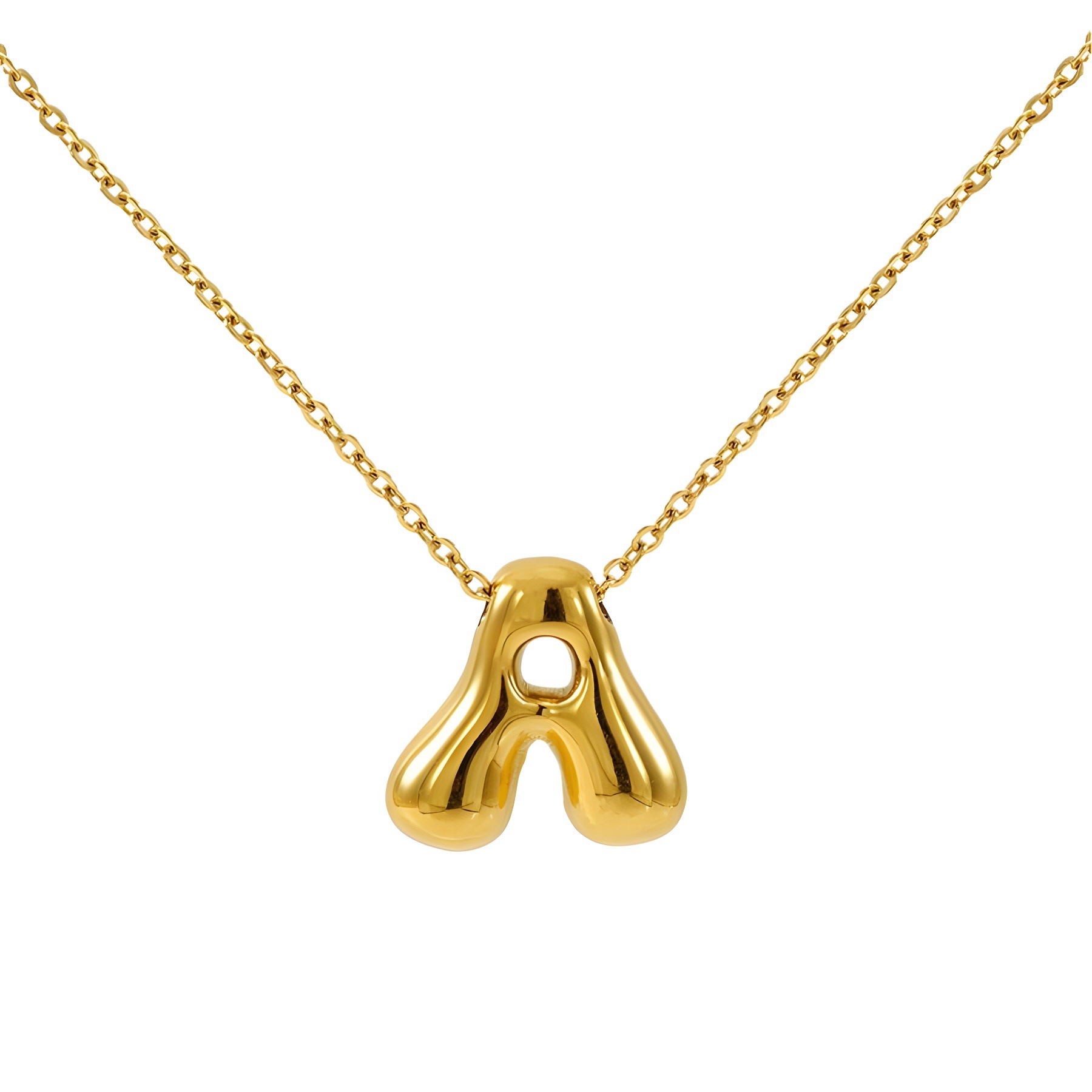 1 Piece Simple Series Daily Letter A Titanium Steel  Gold Color Unisex Pendant Necklaces h5 